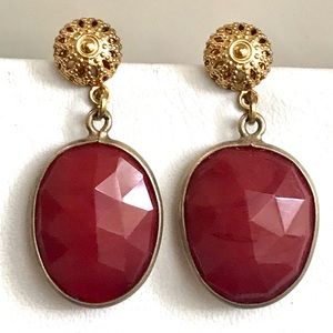 Gemstone gold drop earrings